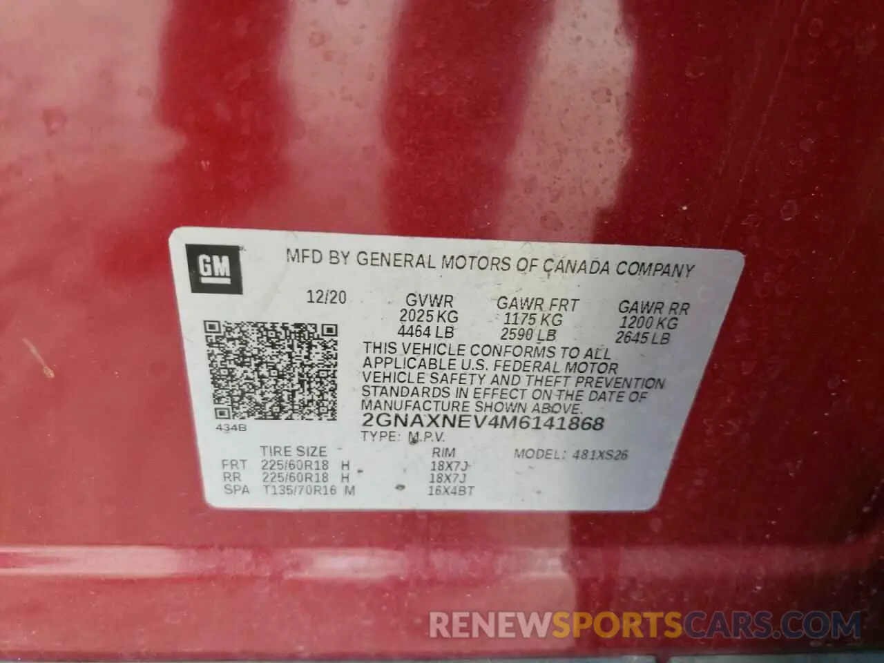 13 Photograph of a damaged car 2GNAXNEV4M6141868 CHEVROLET EQUINOX 2021