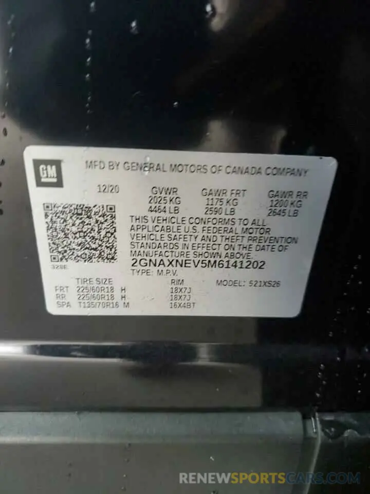 14 Photograph of a damaged car 2GNAXNEV5M6141202 CHEVROLET EQUINOX 2021