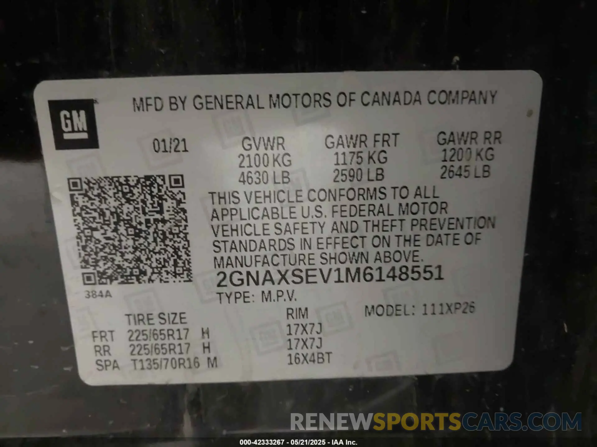 9 Photograph of a damaged car 2GNAXSEV1M6148551 CHEVROLET EQUINOX 2021