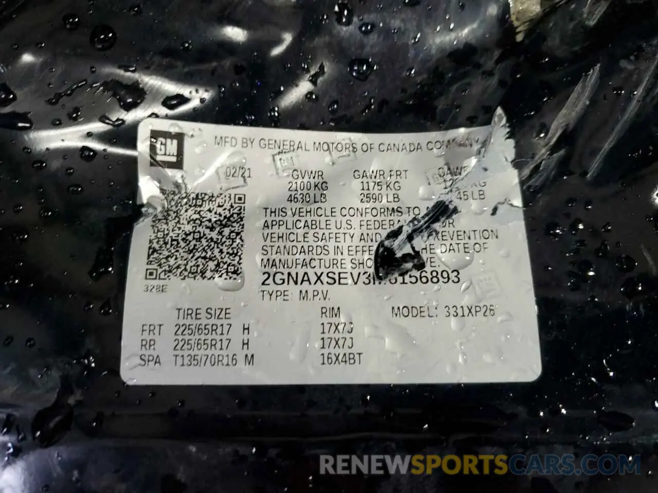 13 Photograph of a damaged car 2GNAXSEV3M6156893 CHEVROLET EQUINOX 2021