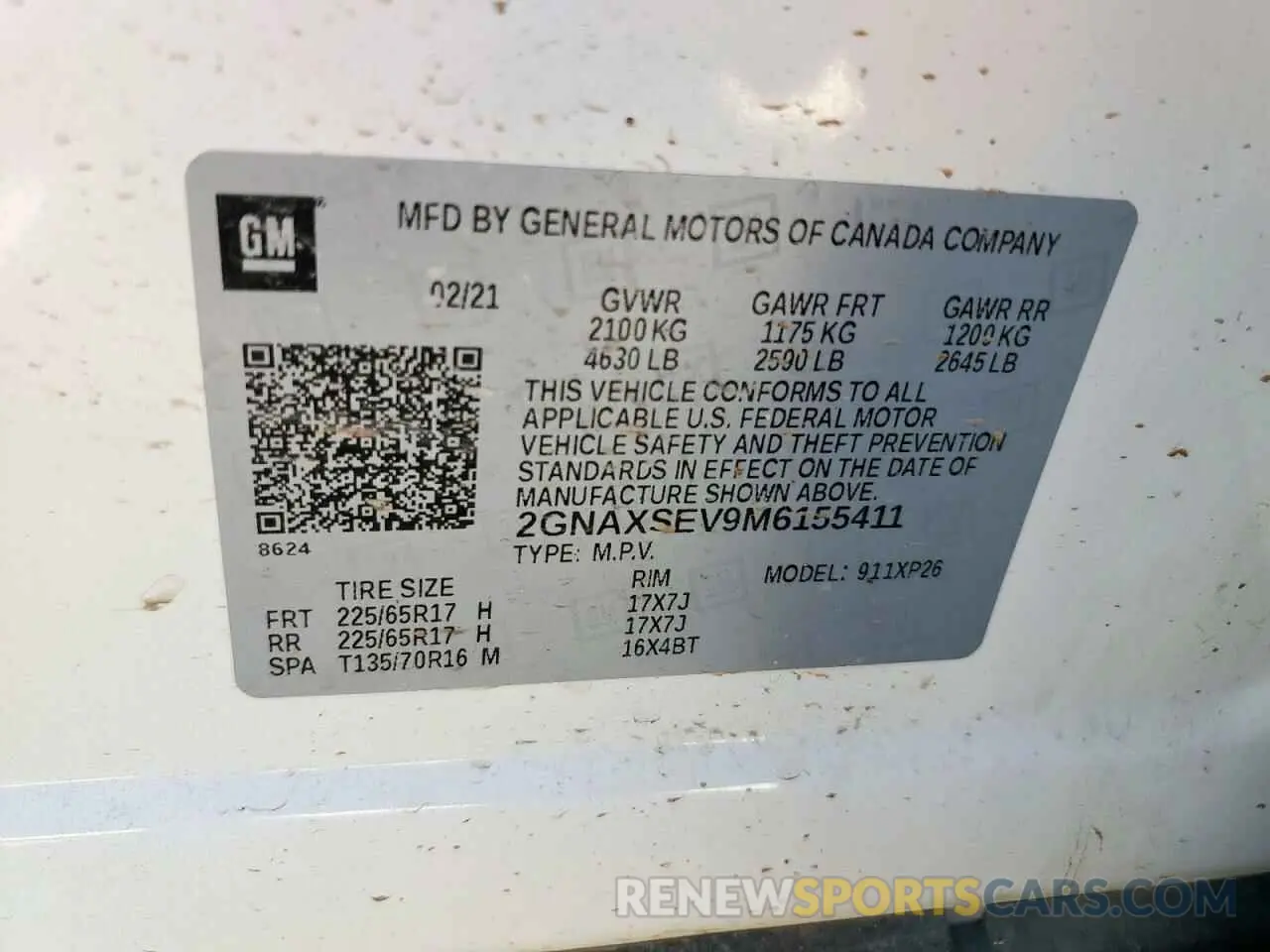 13 Photograph of a damaged car 2GNAXSEV9M6155411 CHEVROLET EQUINOX 2021