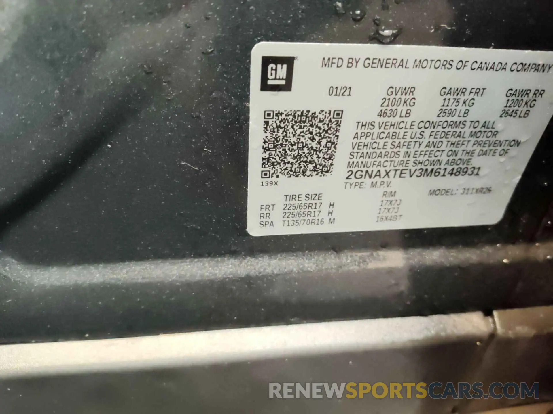 5 Photograph of a damaged car 2GNAXTEV3M6148931 CHEVROLET EQUINOX 2021