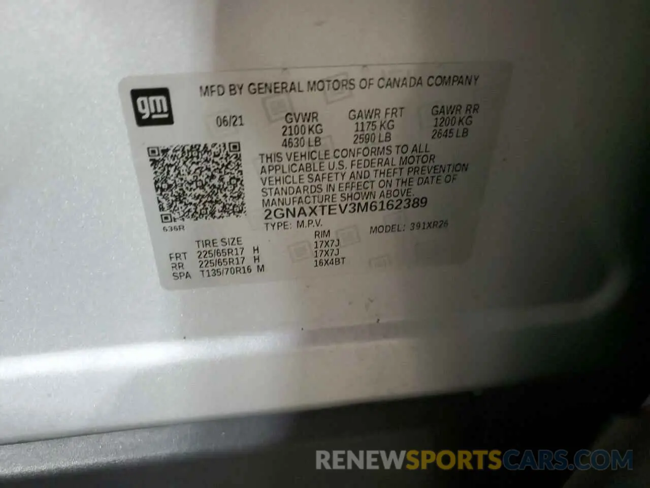13 Photograph of a damaged car 2GNAXTEV3M6162389 CHEVROLET EQUINOX 2021