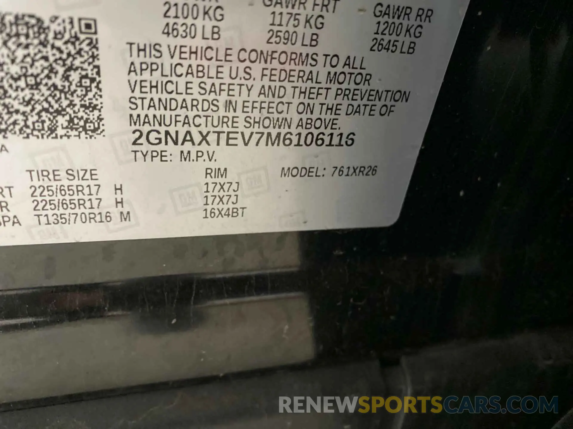 4 Photograph of a damaged car 2GNAXTEV7M6106116 CHEVROLET EQUINOX 2021