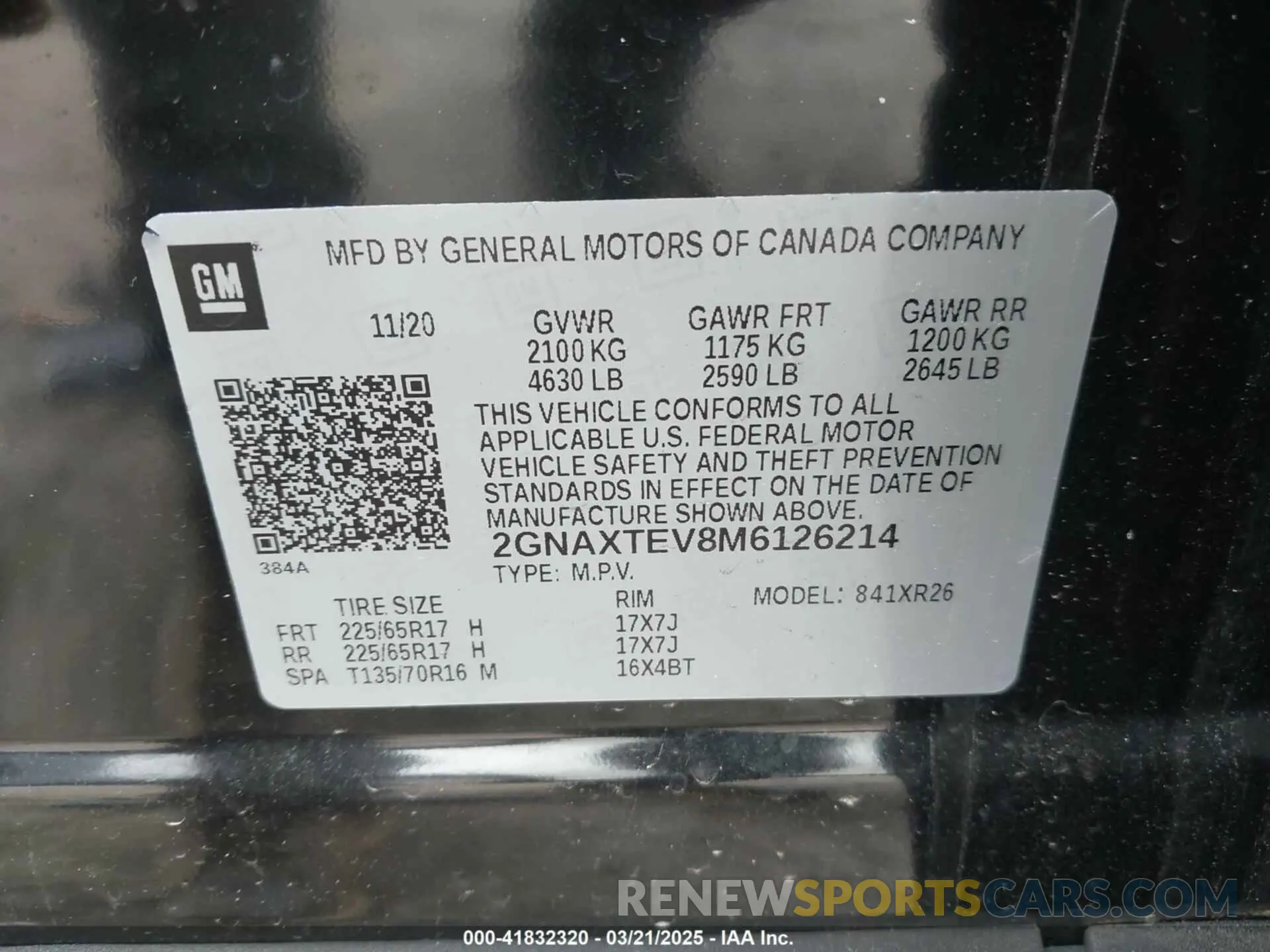 9 Photograph of a damaged car 2GNAXTEV8M6126214 CHEVROLET EQUINOX 2021