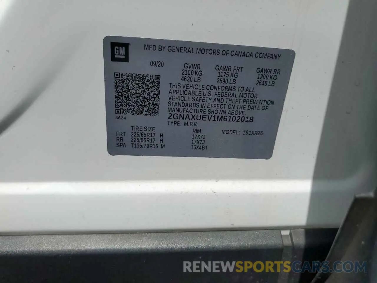 13 Photograph of a damaged car 2GNAXUEV1M6102018 CHEVROLET EQUINOX 2021