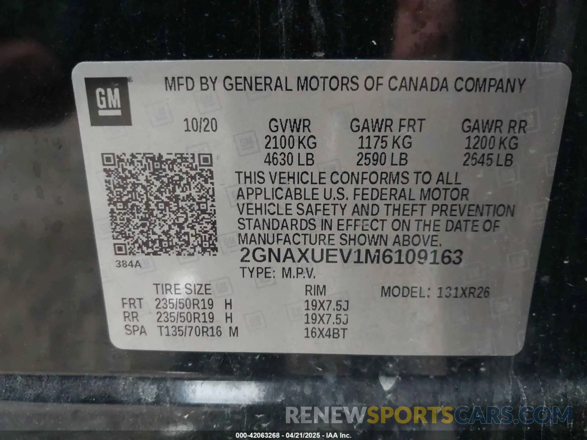 9 Photograph of a damaged car 2GNAXUEV1M6109163 CHEVROLET EQUINOX 2021