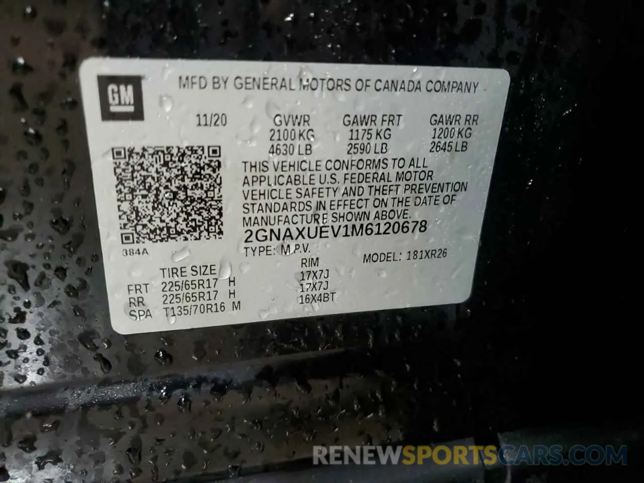 14 Photograph of a damaged car 2GNAXUEV1M6120678 CHEVROLET EQUINOX 2021