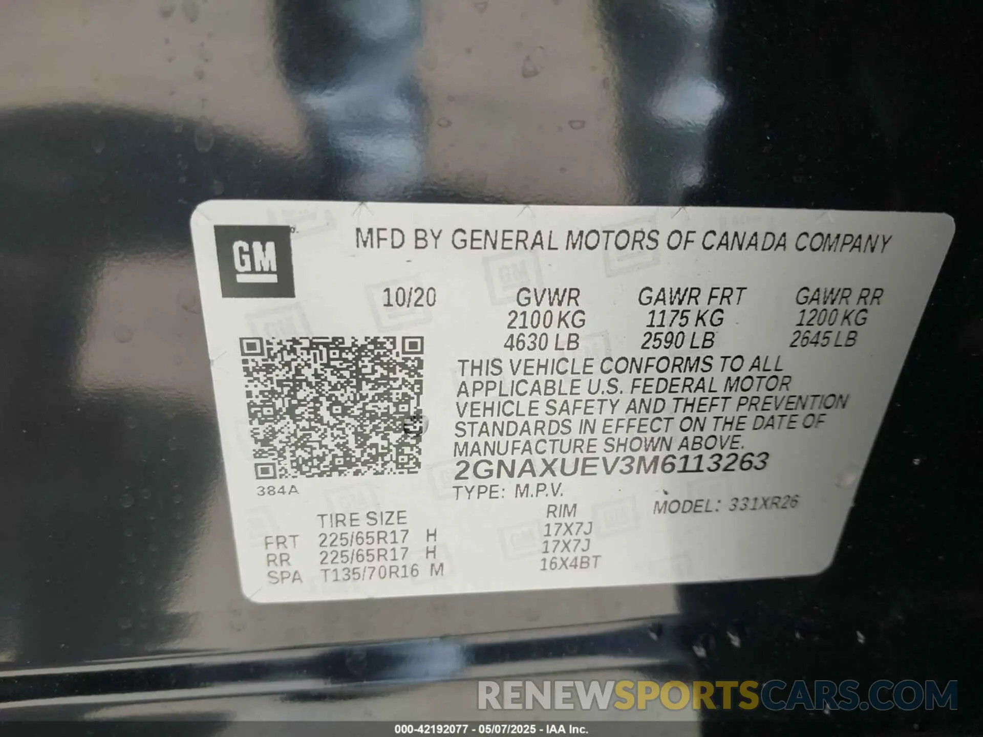 9 Photograph of a damaged car 2GNAXUEV3M6113263 CHEVROLET EQUINOX 2021