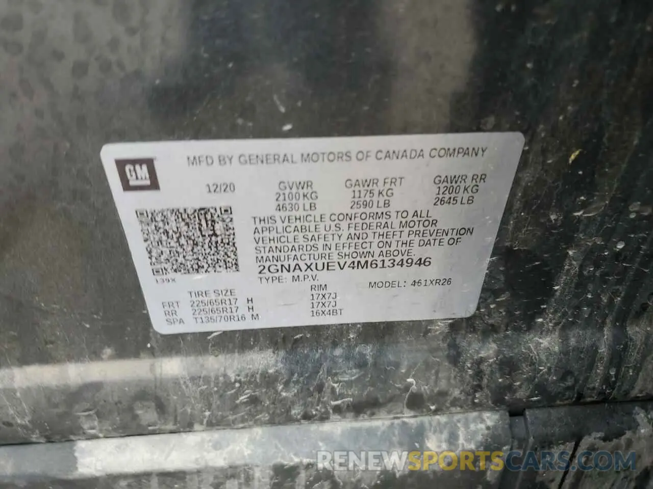 13 Photograph of a damaged car 2GNAXUEV4M6134946 CHEVROLET EQUINOX 2021
