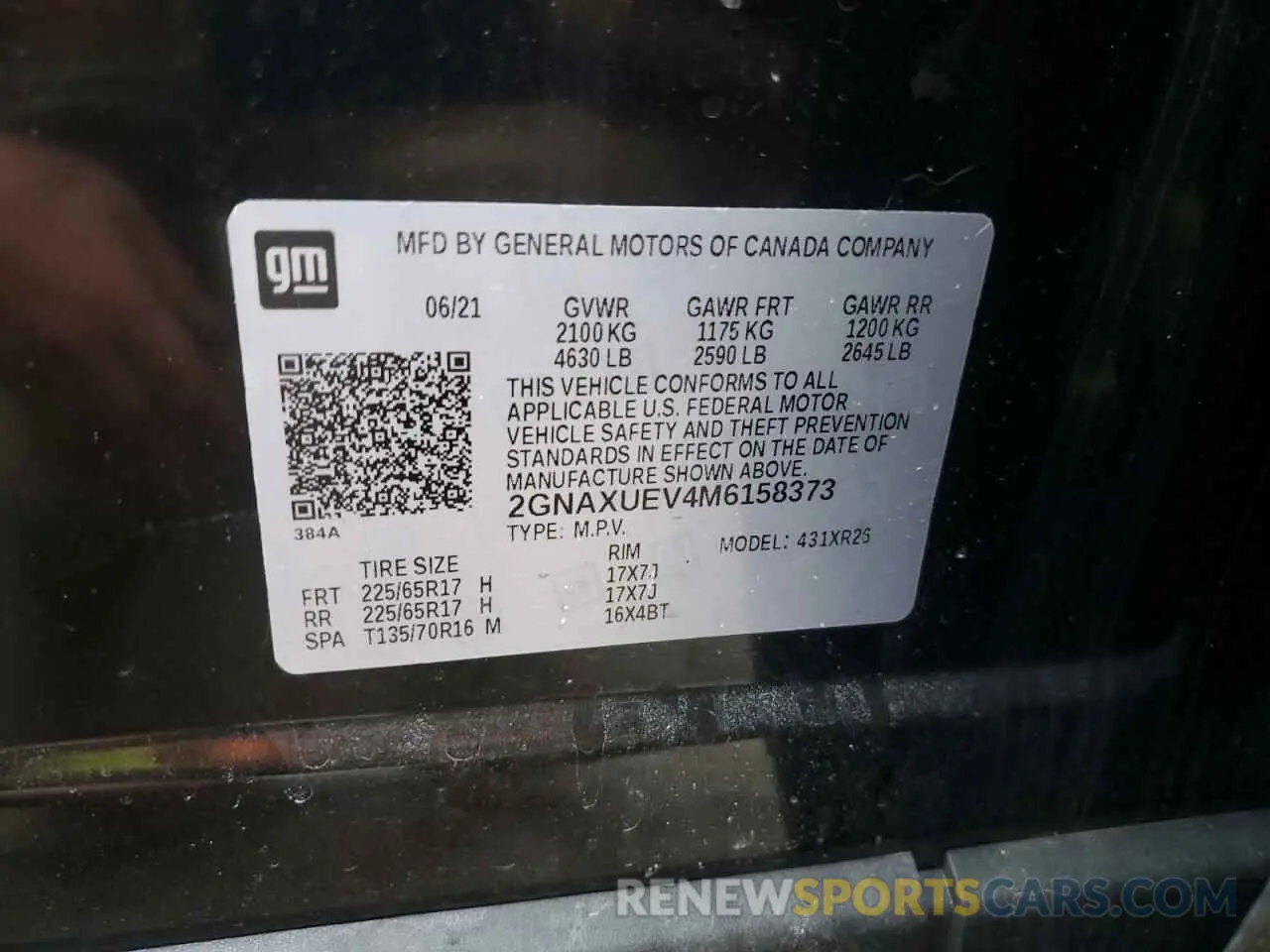13 Photograph of a damaged car 2GNAXUEV4M6158373 CHEVROLET EQUINOX 2021
