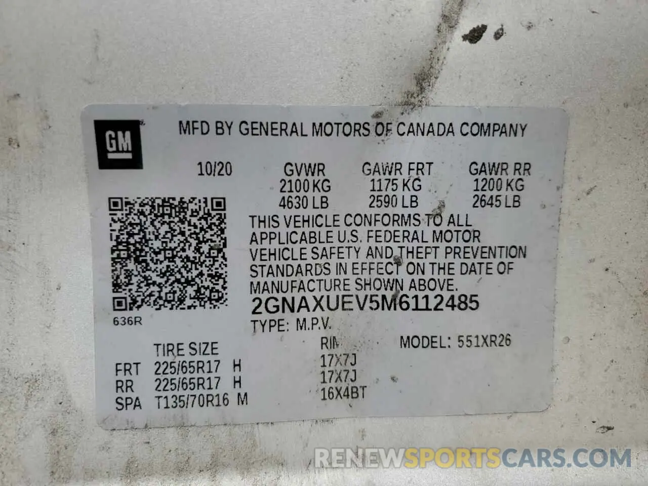 13 Photograph of a damaged car 2GNAXUEV5M6112485 CHEVROLET EQUINOX 2021