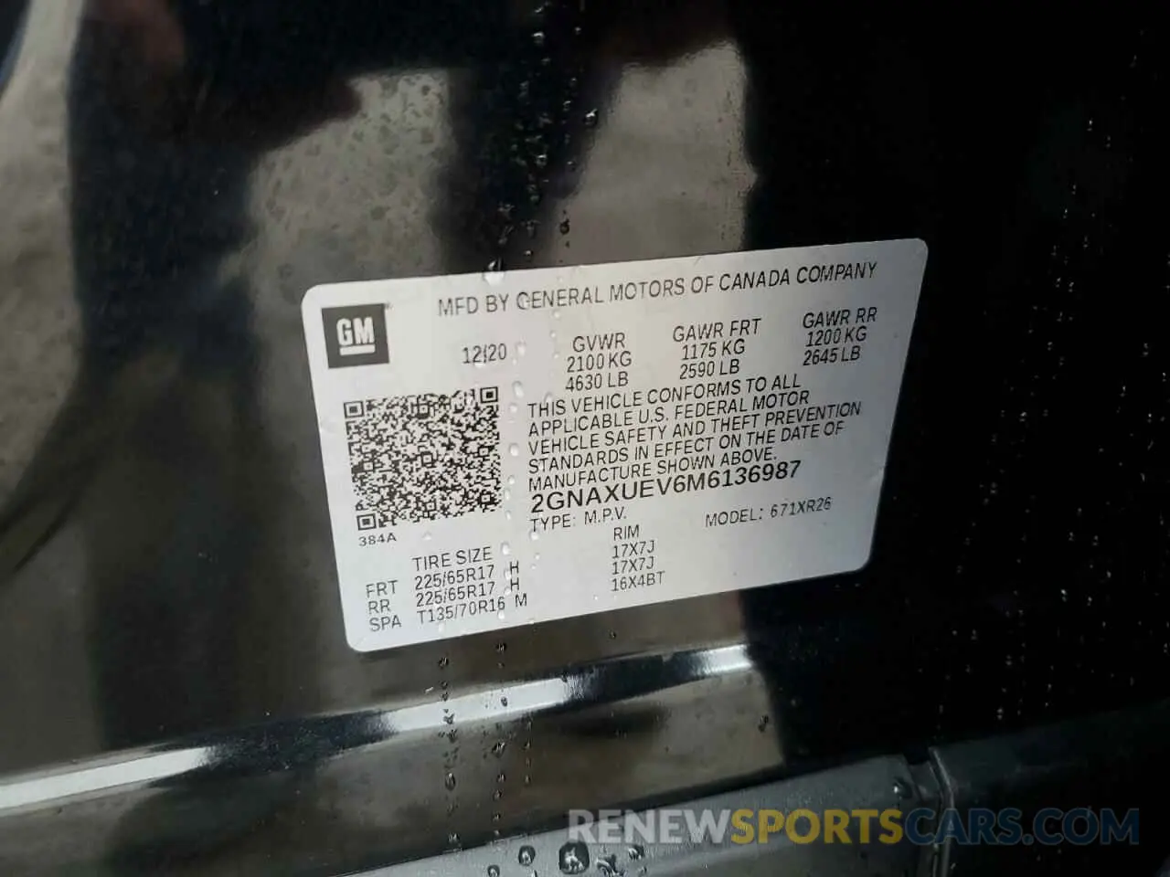 13 Photograph of a damaged car 2GNAXUEV6M6136987 CHEVROLET EQUINOX 2021