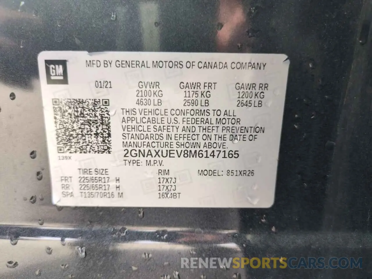 13 Photograph of a damaged car 2GNAXUEV8M6147165 CHEVROLET EQUINOX 2021