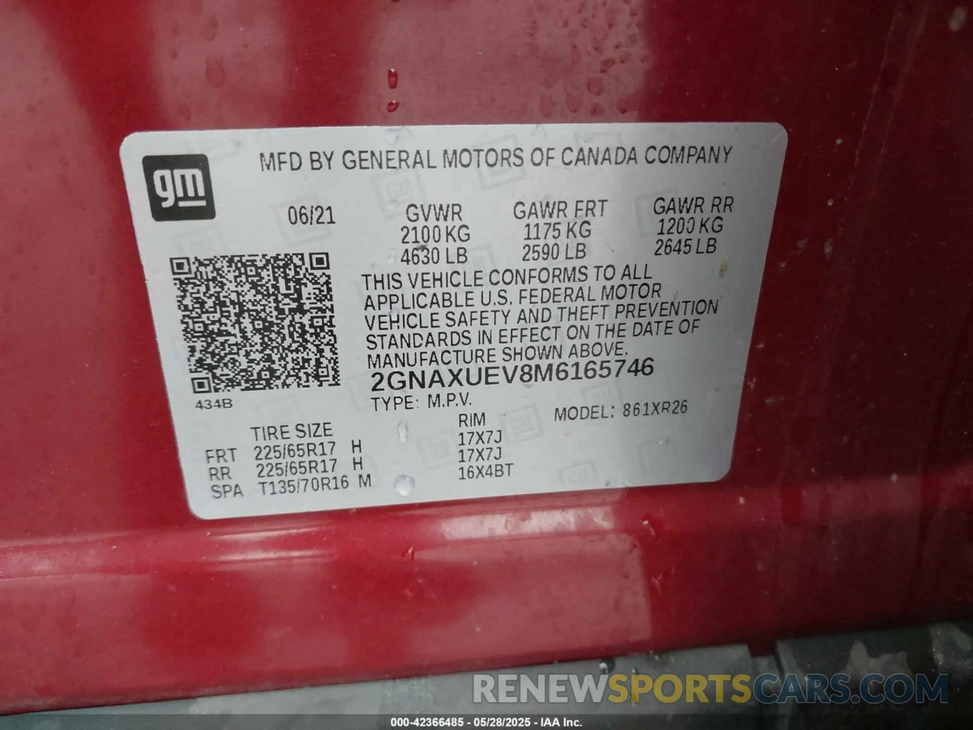 9 Photograph of a damaged car 2GNAXUEV8M6165746 CHEVROLET EQUINOX 2021
