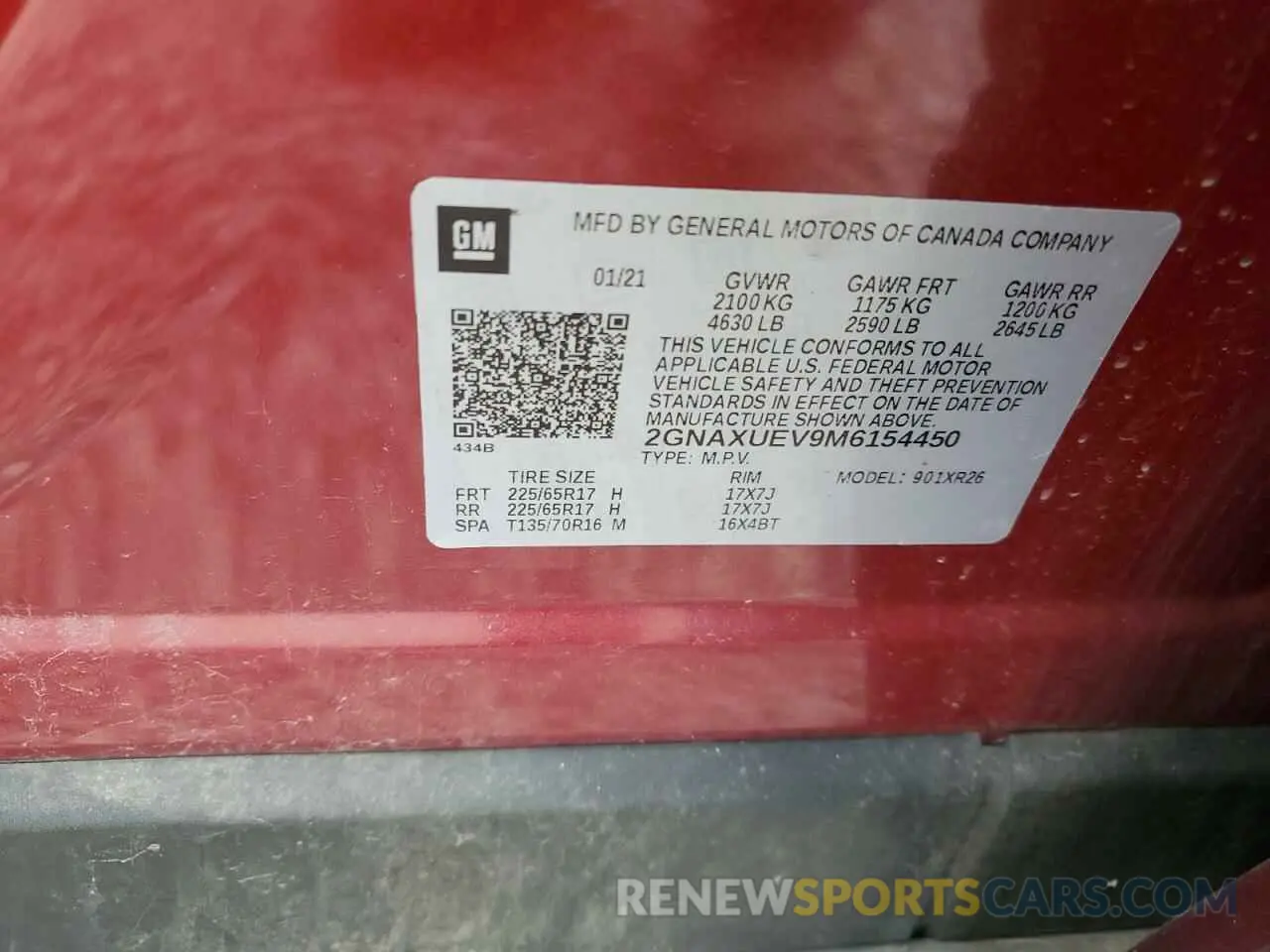 13 Photograph of a damaged car 2GNAXUEV9M6154450 CHEVROLET EQUINOX 2021