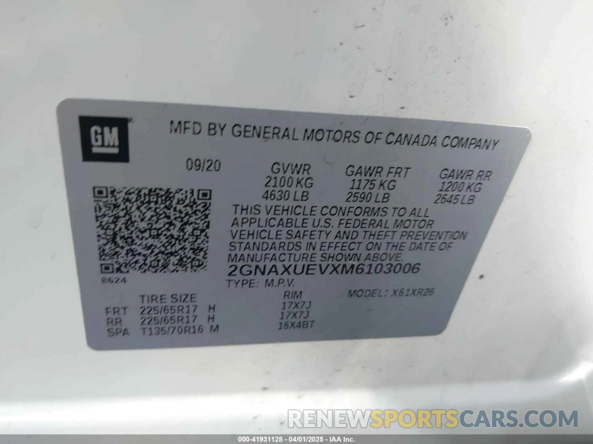 9 Photograph of a damaged car 2GNAXUEVXM6103006 CHEVROLET EQUINOX 2021