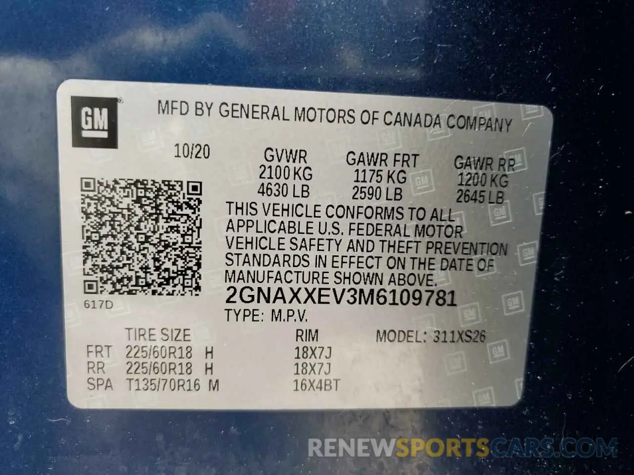 13 Photograph of a damaged car 2GNAXXEV3M6109781 CHEVROLET EQUINOX 2021