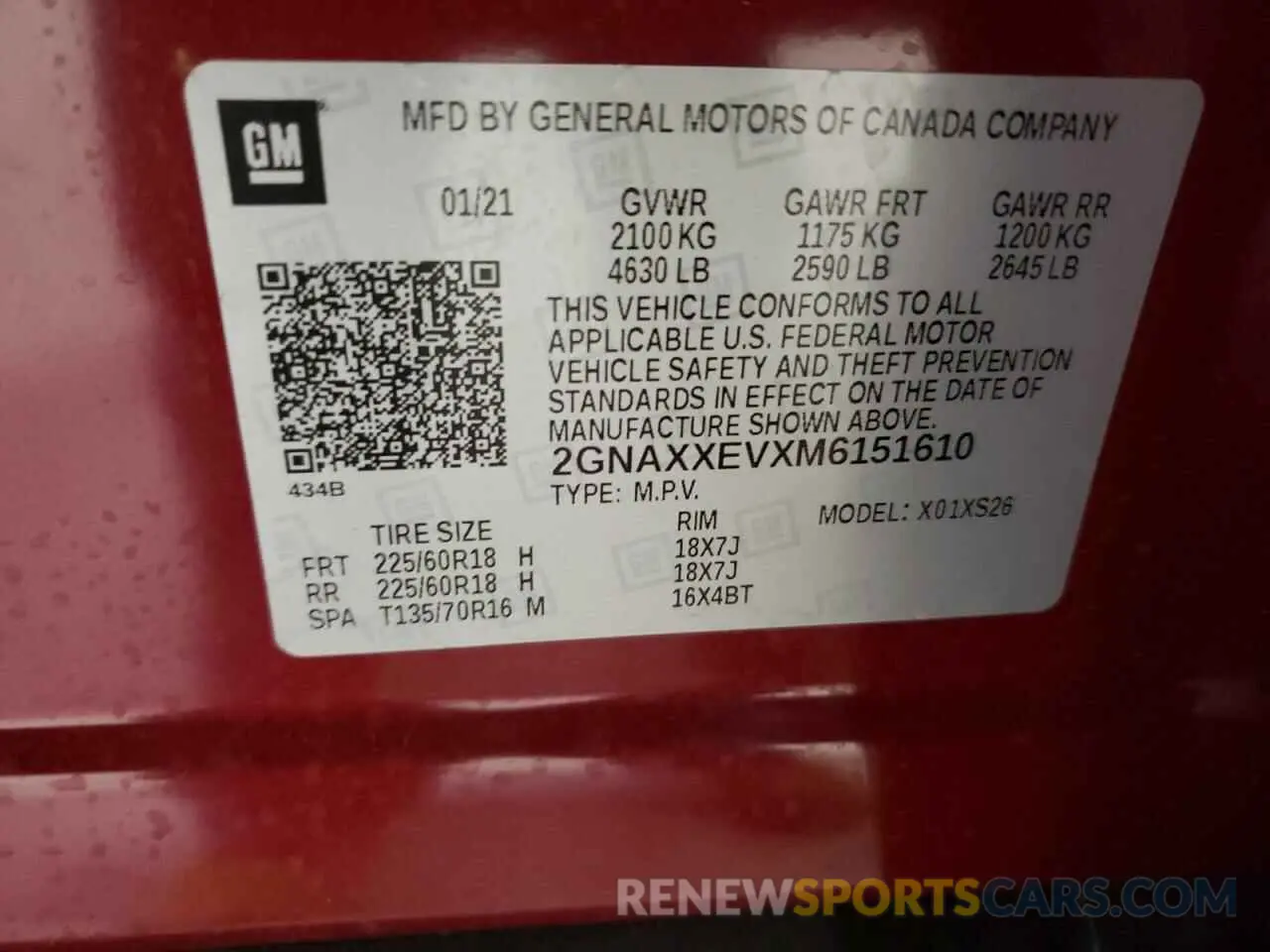 13 Photograph of a damaged car 2GNAXXEVXM6151610 CHEVROLET EQUINOX 2021