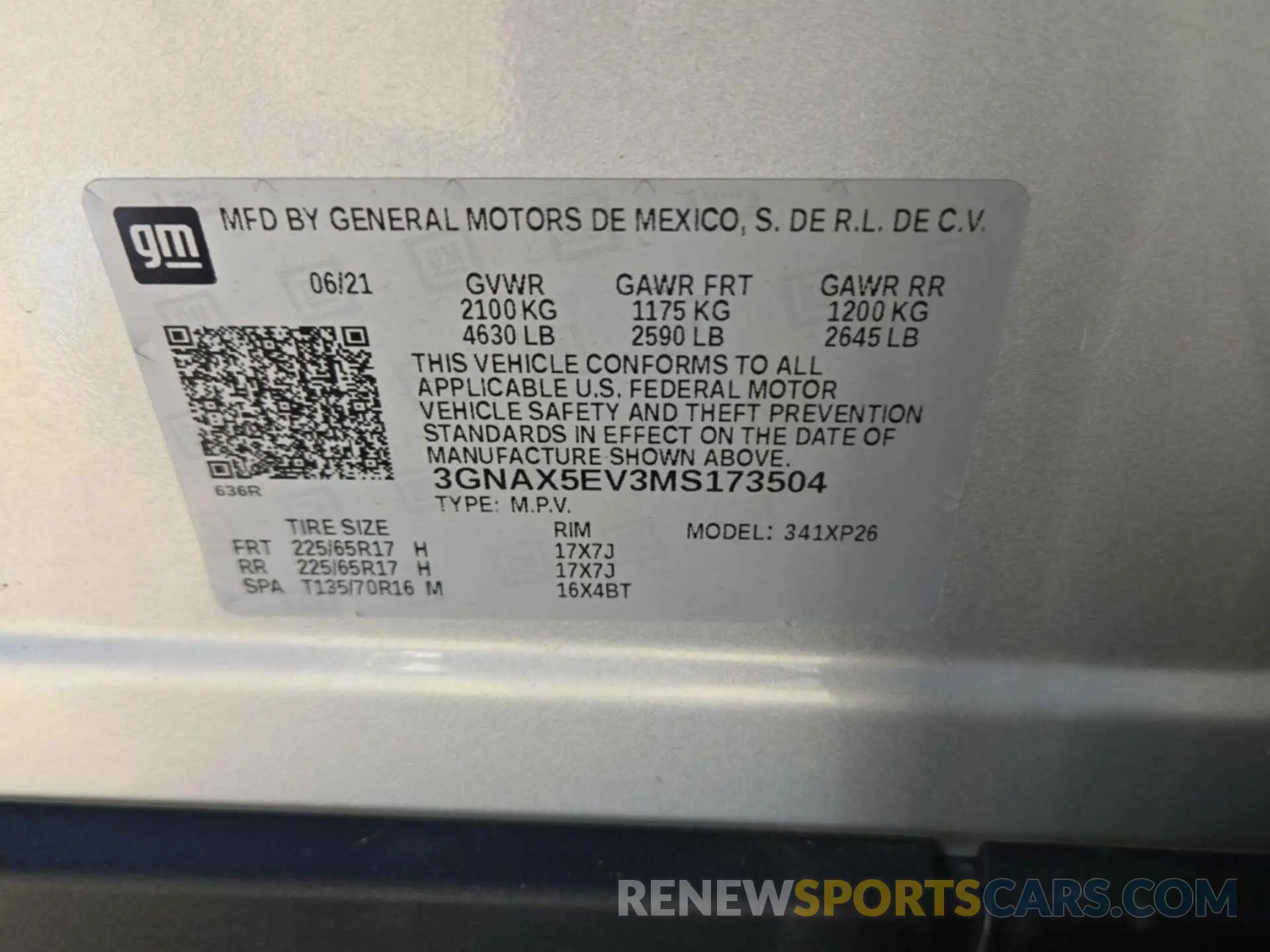 46 Photograph of a damaged car 3GNAX5EV3MS173504 CHEVROLET EQUINOX 2021