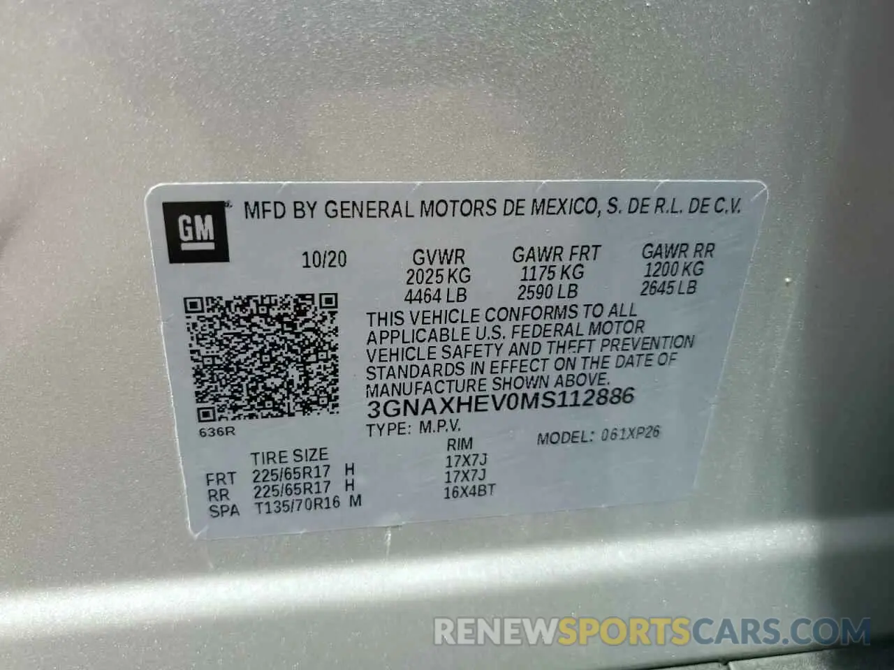 13 Photograph of a damaged car 3GNAXHEV0MS112886 CHEVROLET EQUINOX 2021