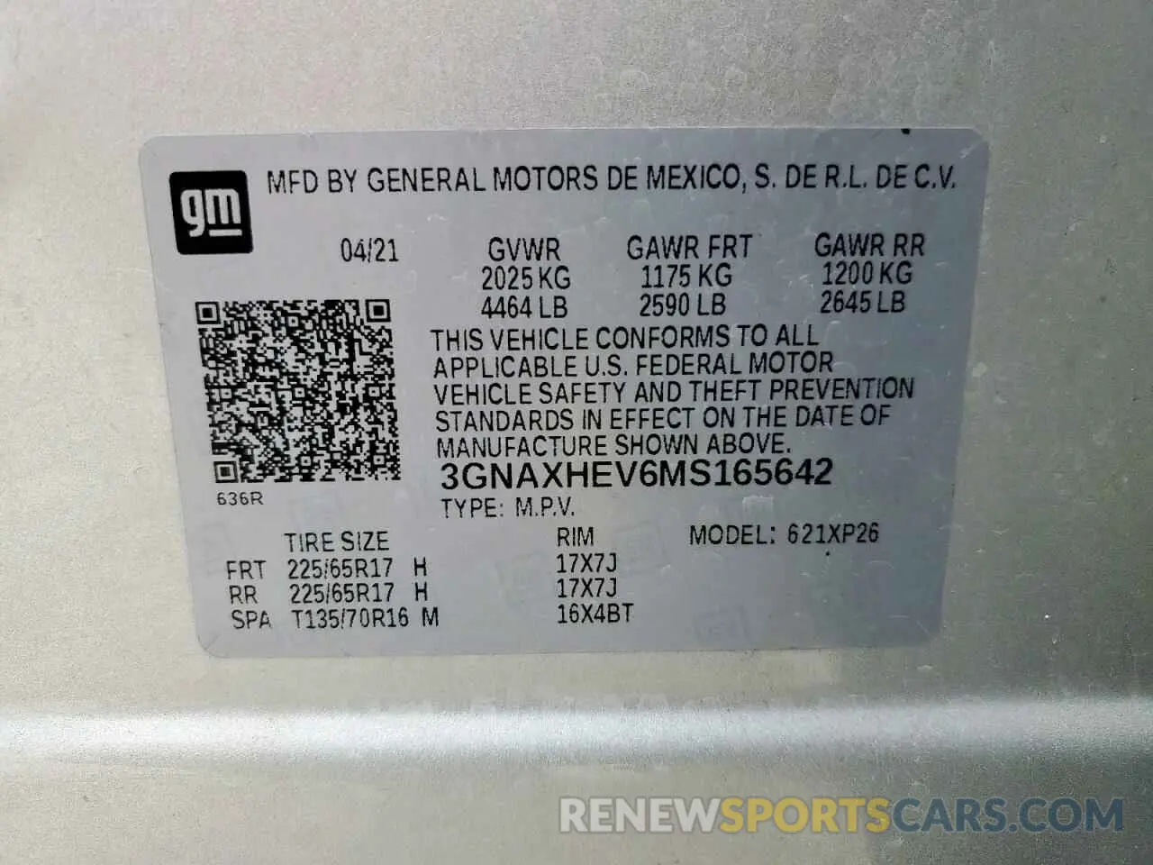 13 Photograph of a damaged car 3GNAXHEV6MS165642 CHEVROLET EQUINOX 2021