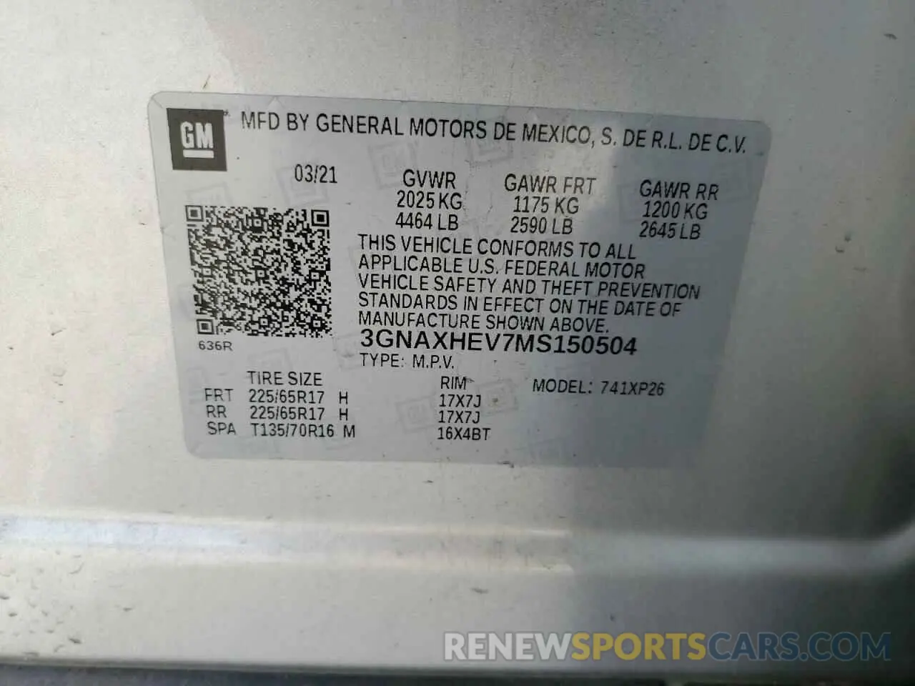 13 Photograph of a damaged car 3GNAXHEV7MS150504 CHEVROLET EQUINOX 2021