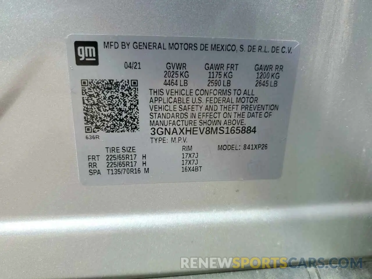 13 Photograph of a damaged car 3GNAXHEV8MS165884 CHEVROLET EQUINOX 2021