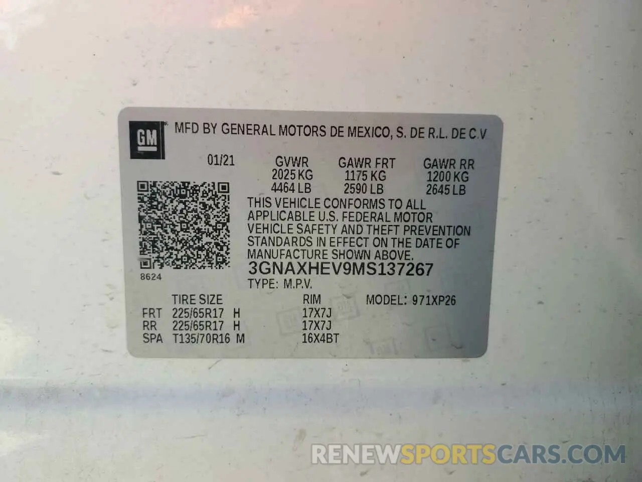 12 Photograph of a damaged car 3GNAXHEV9MS137267 CHEVROLET EQUINOX 2021