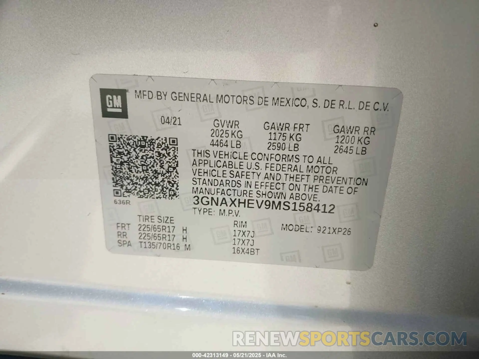9 Photograph of a damaged car 3GNAXHEV9MS158412 CHEVROLET EQUINOX 2021