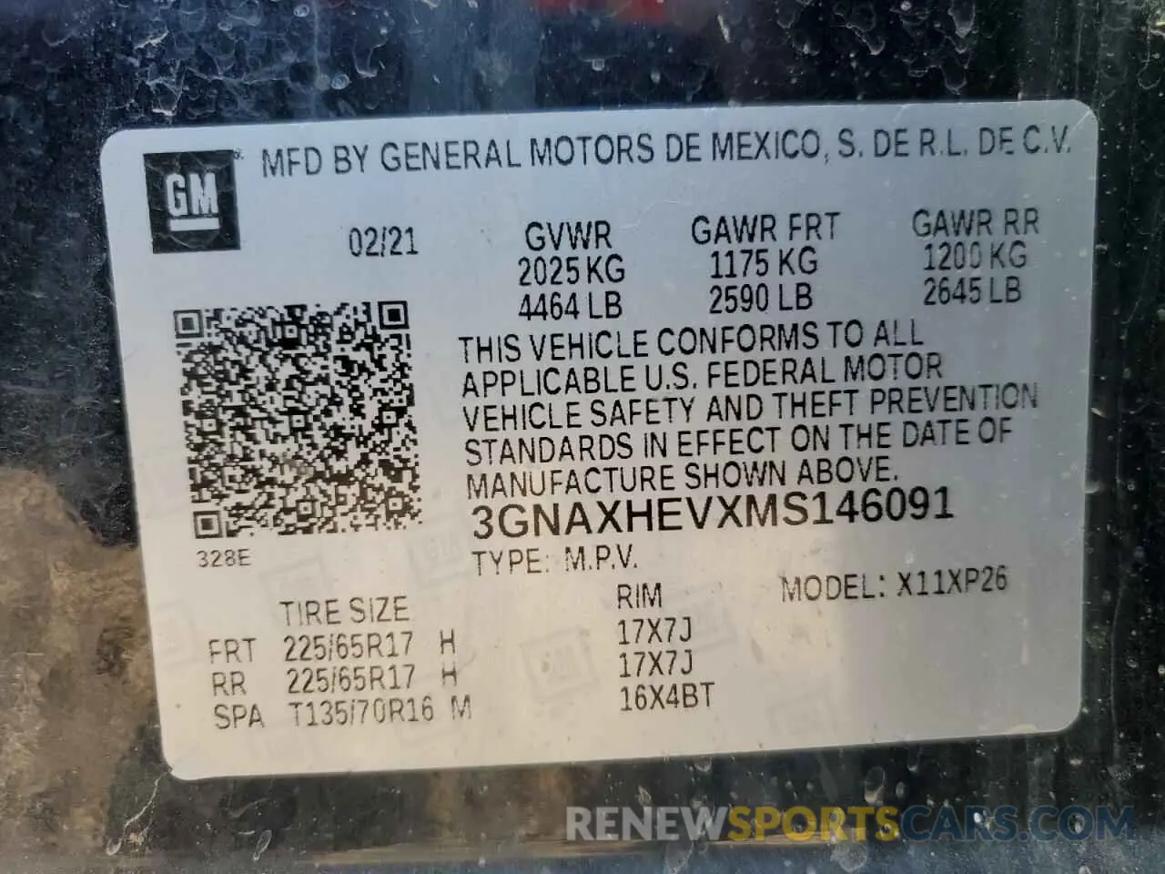 14 Photograph of a damaged car 3GNAXHEVXMS146091 CHEVROLET EQUINOX 2021