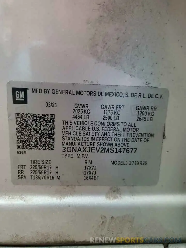 14 Photograph of a damaged car 3GNAXJEV2MS147677 CHEVROLET EQUINOX 2021