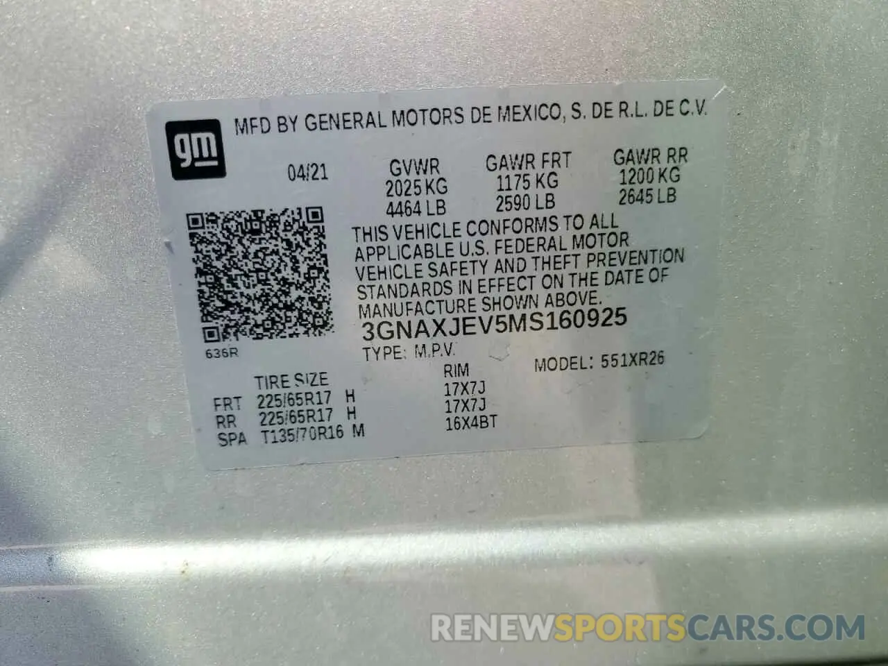 13 Photograph of a damaged car 3GNAXJEV5MS160925 CHEVROLET EQUINOX 2021
