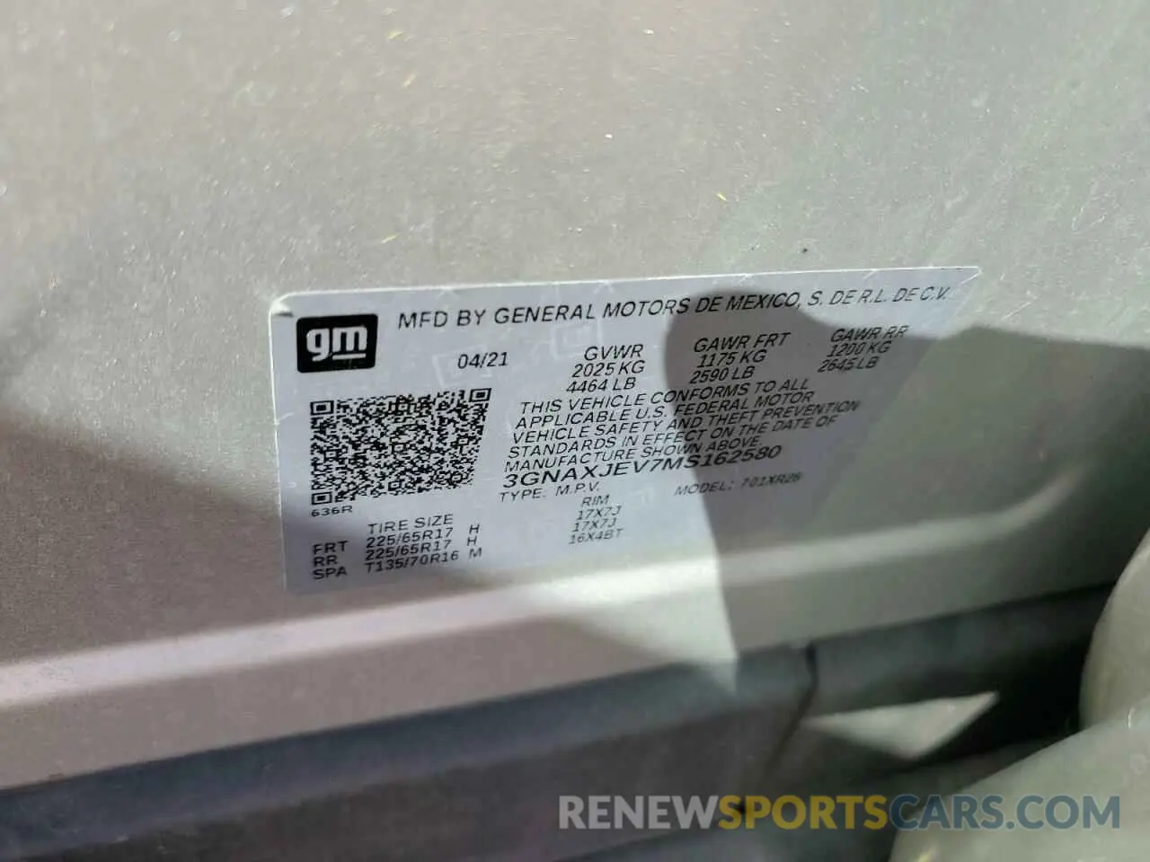 15 Photograph of a damaged car 3GNAXJEV7MS162580 CHEVROLET EQUINOX 2021
