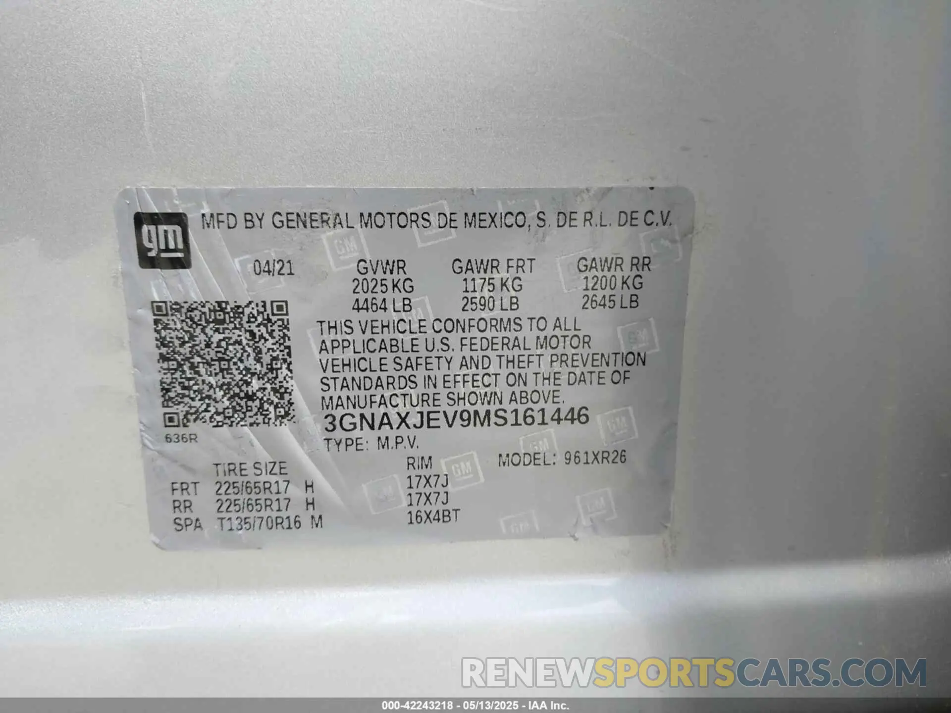 9 Photograph of a damaged car 3GNAXJEV9MS161446 CHEVROLET EQUINOX 2021