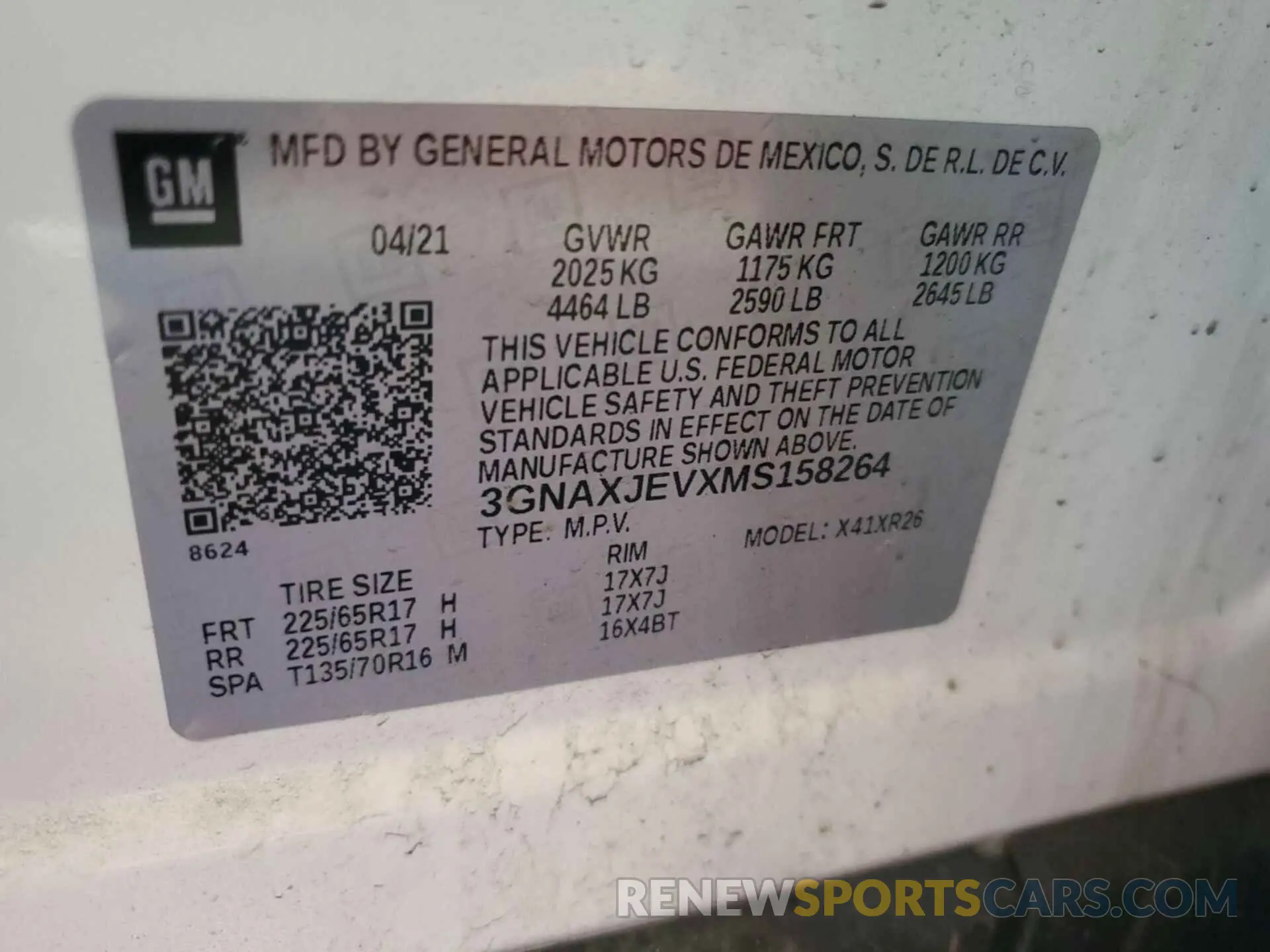 5 Photograph of a damaged car 3GNAXJEVXMS158264 CHEVROLET EQUINOX 2021