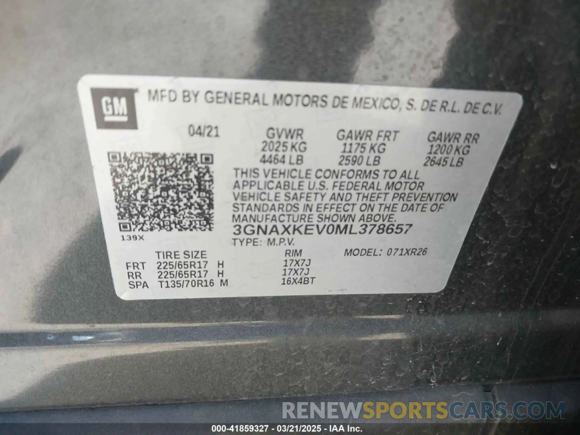 9 Photograph of a damaged car 3GNAXKEV0ML378657 CHEVROLET EQUINOX 2021