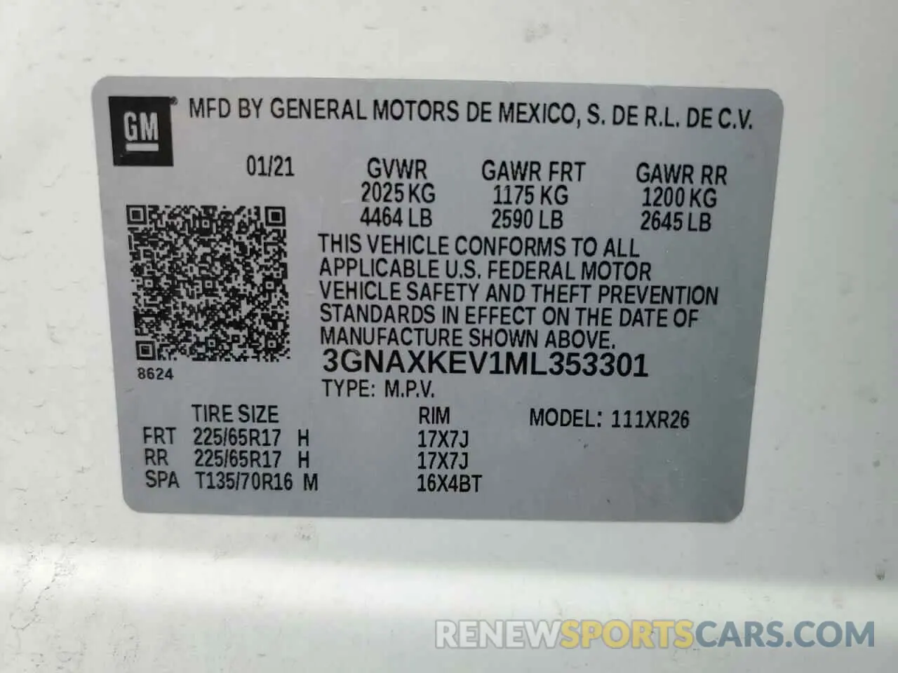 16 Photograph of a damaged car 3GNAXKEV1ML353301 CHEVROLET EQUINOX 2021