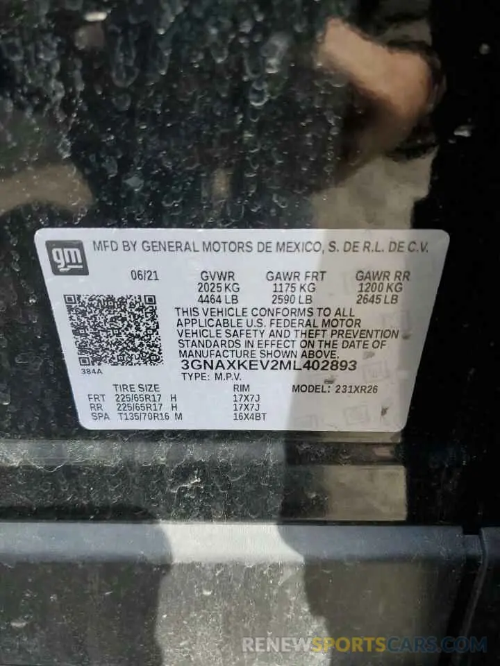 13 Photograph of a damaged car 3GNAXKEV2ML402893 CHEVROLET EQUINOX 2021