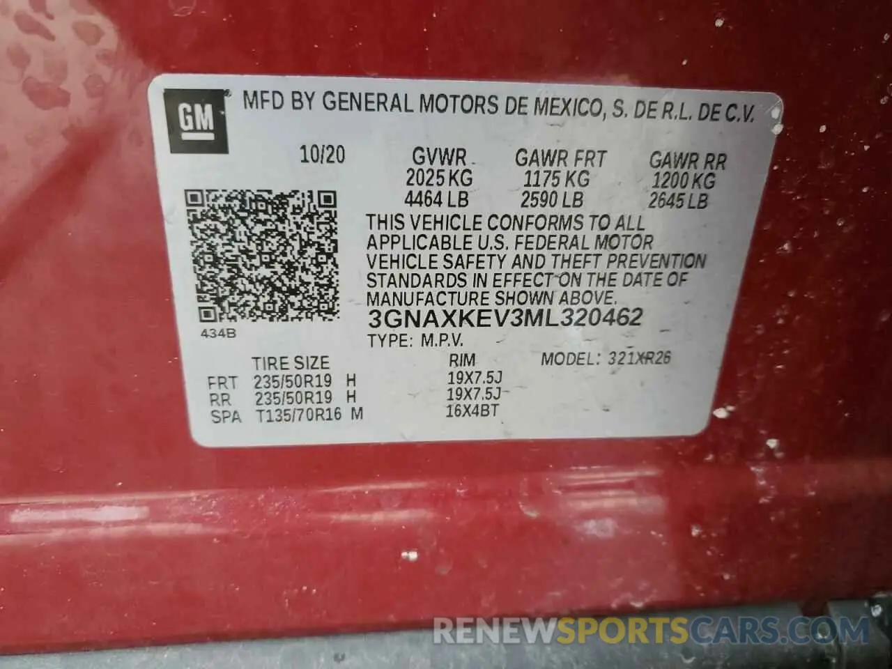 14 Photograph of a damaged car 3GNAXKEV3ML320462 CHEVROLET EQUINOX 2021