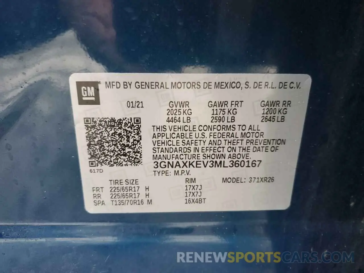 15 Photograph of a damaged car 3GNAXKEV3ML360167 CHEVROLET EQUINOX 2021