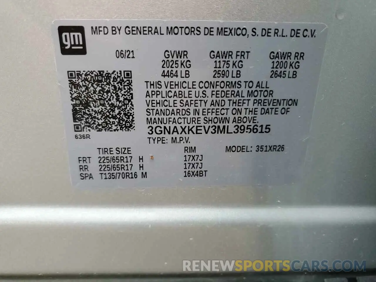 14 Photograph of a damaged car 3GNAXKEV3ML395615 CHEVROLET EQUINOX 2021