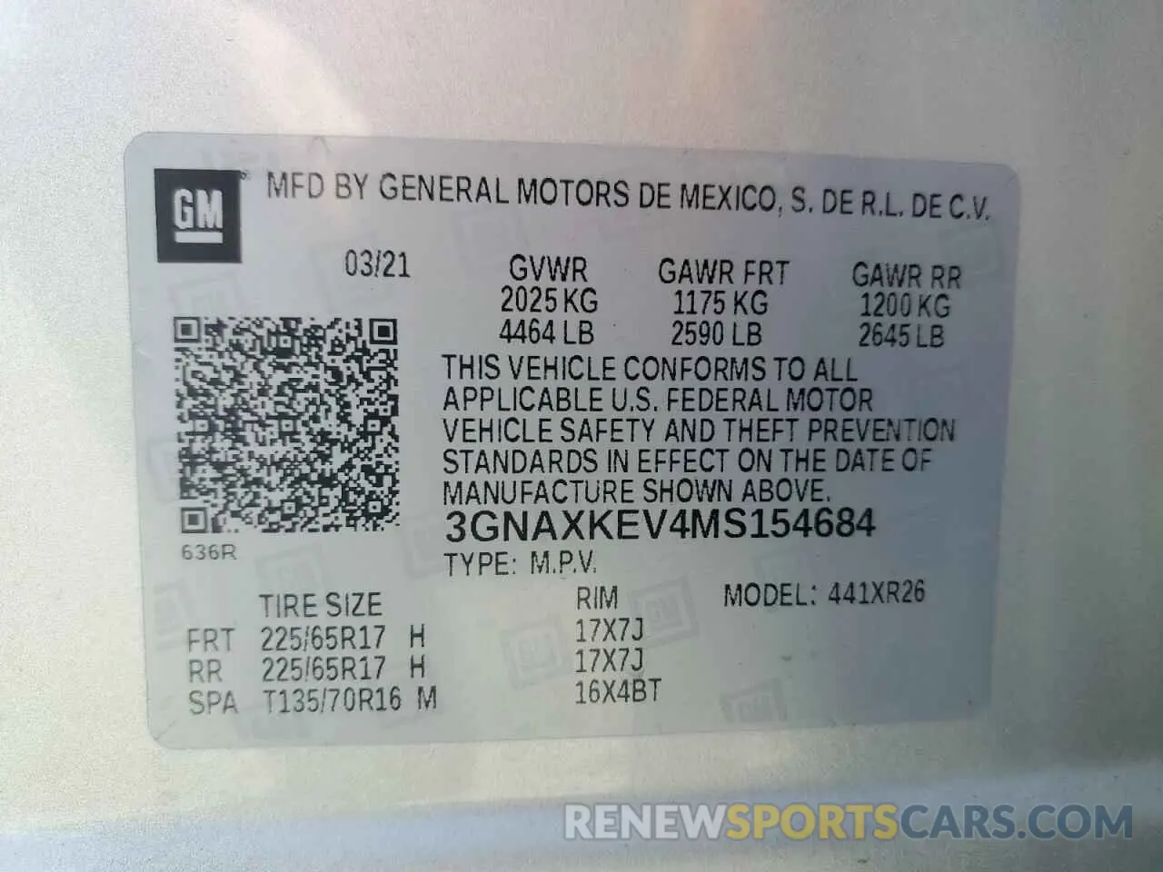 15 Photograph of a damaged car 3GNAXKEV4MS154684 CHEVROLET EQUINOX 2021