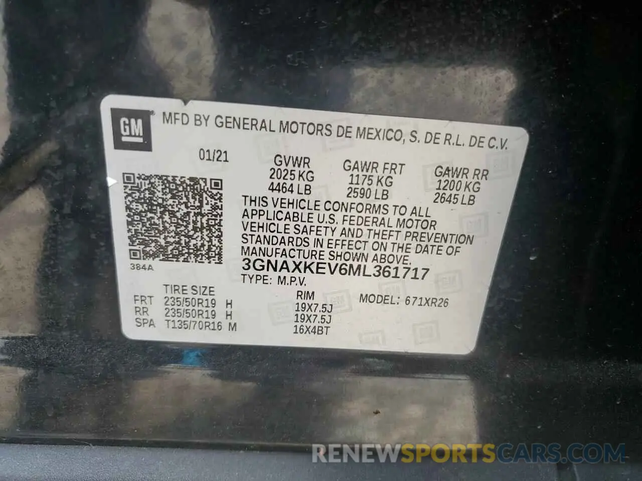 13 Photograph of a damaged car 3GNAXKEV6ML361717 CHEVROLET EQUINOX 2021