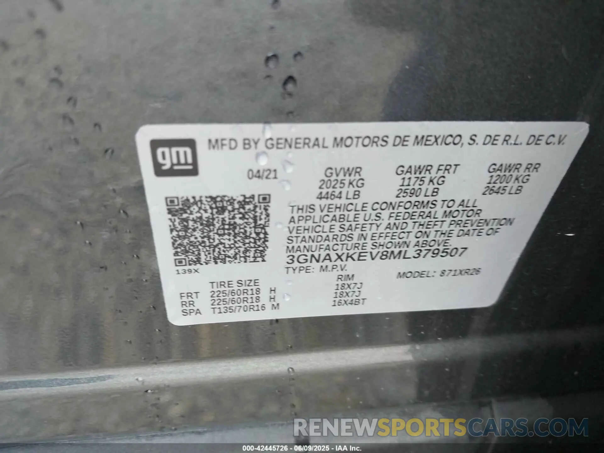 9 Photograph of a damaged car 3GNAXKEV8ML379507 CHEVROLET EQUINOX 2021