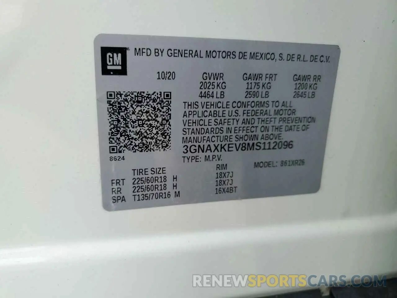 13 Photograph of a damaged car 3GNAXKEV8MS112096 CHEVROLET EQUINOX 2021