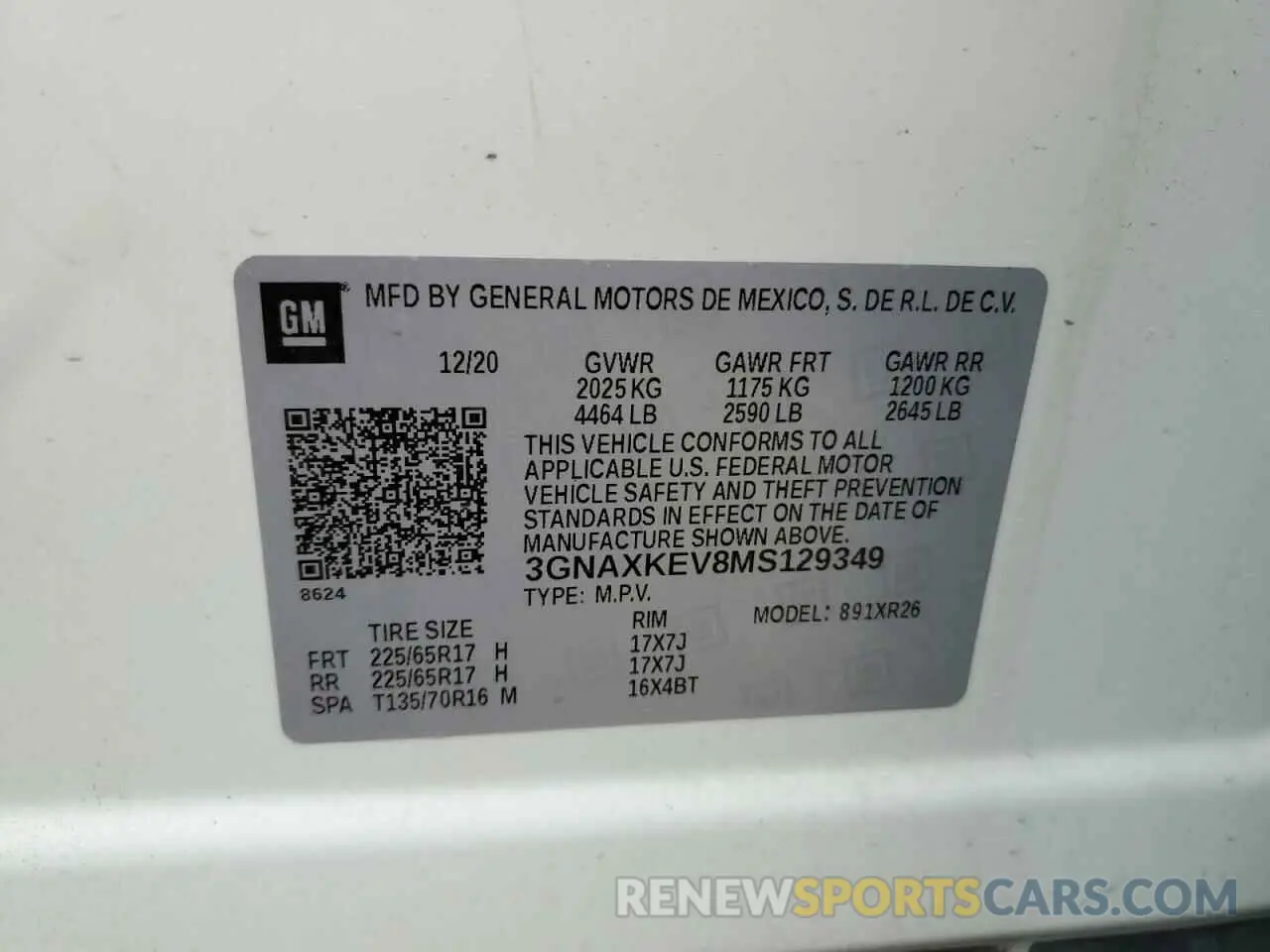 14 Photograph of a damaged car 3GNAXKEV8MS129349 CHEVROLET EQUINOX 2021