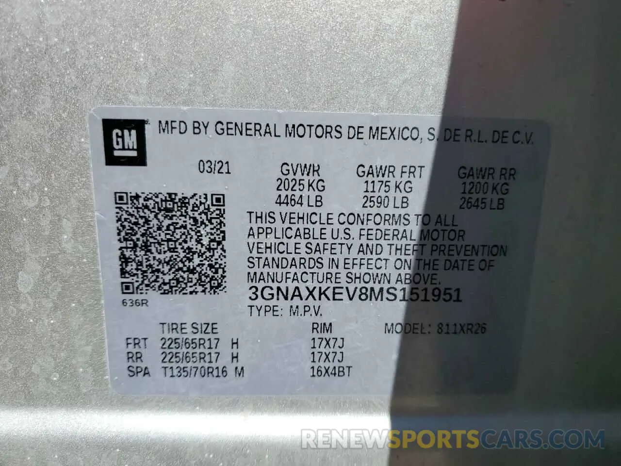 13 Photograph of a damaged car 3GNAXKEV8MS151951 CHEVROLET EQUINOX 2021