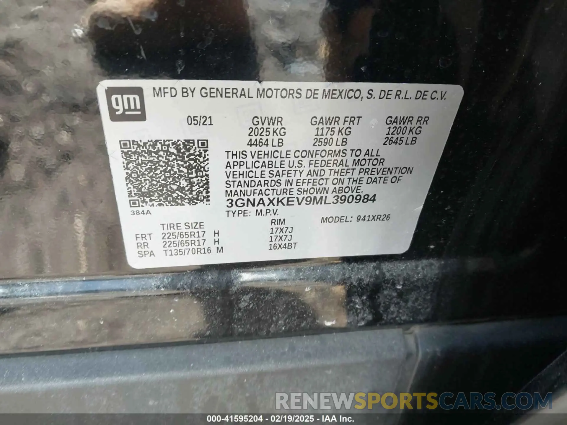 9 Photograph of a damaged car 3GNAXKEV9ML390984 CHEVROLET EQUINOX 2021
