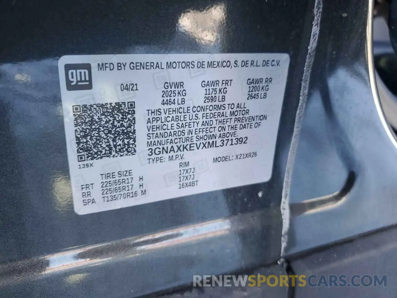 13 Photograph of a damaged car 3GNAXKEVXML371392 CHEVROLET EQUINOX 2021